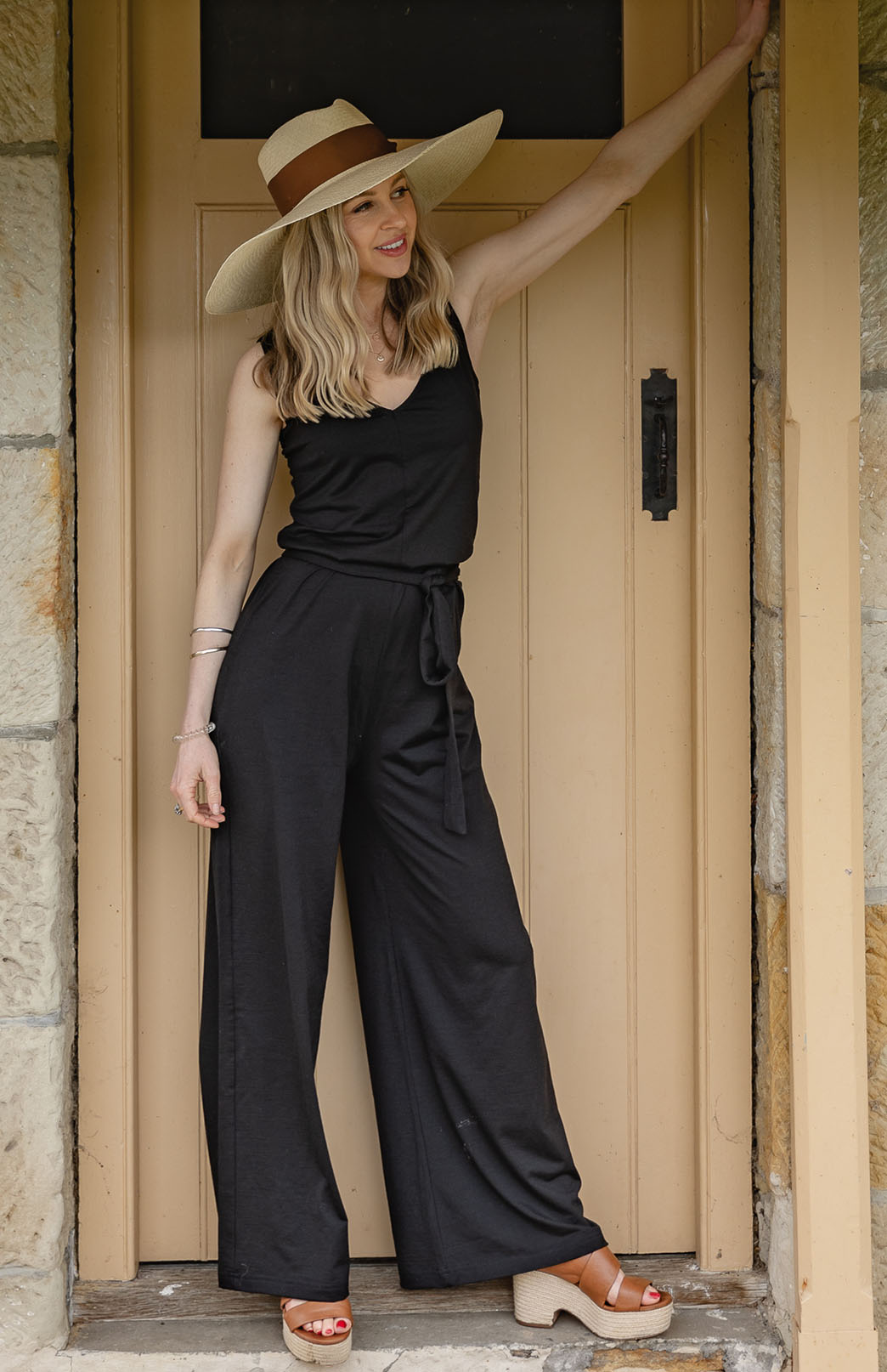 Black Women's Merino Wool Sleeveless Jumpsuit