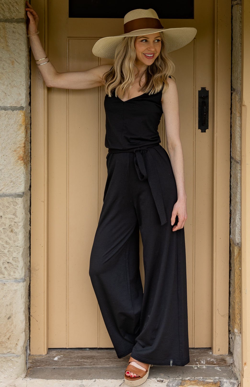 Black Women's Merino Wool Sleeveless Jumpsuit