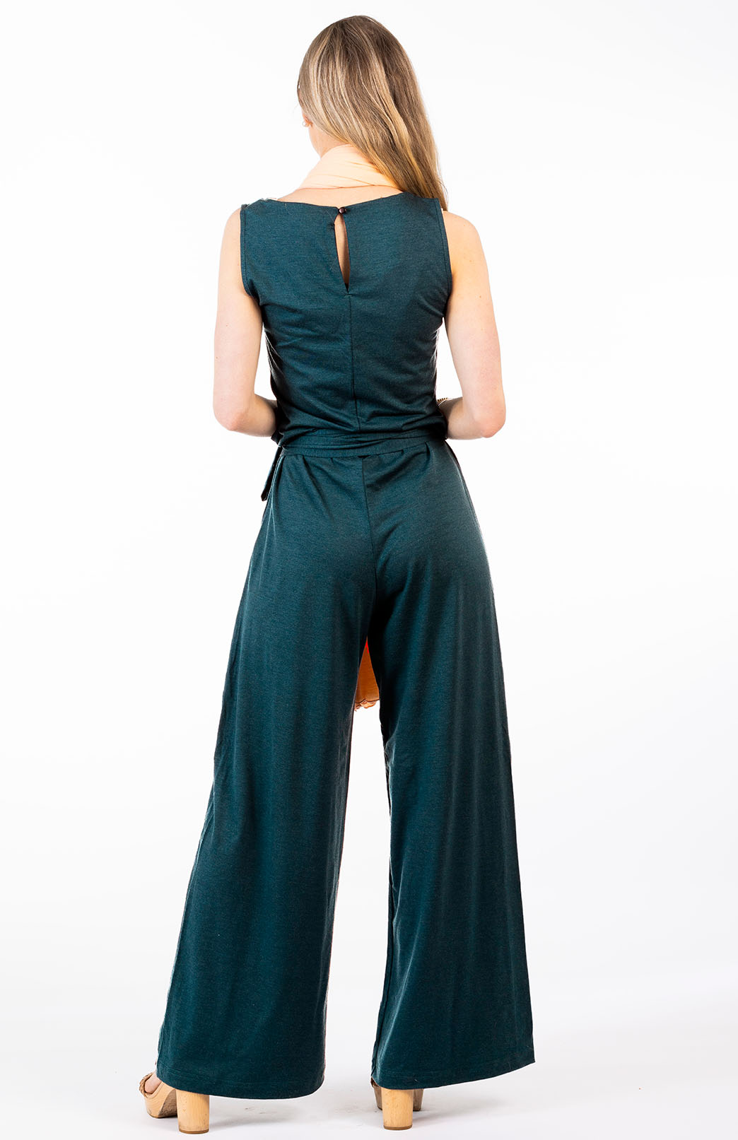 Deep Sea Green Women's Merino Wool Sleeveless Jumpsuit