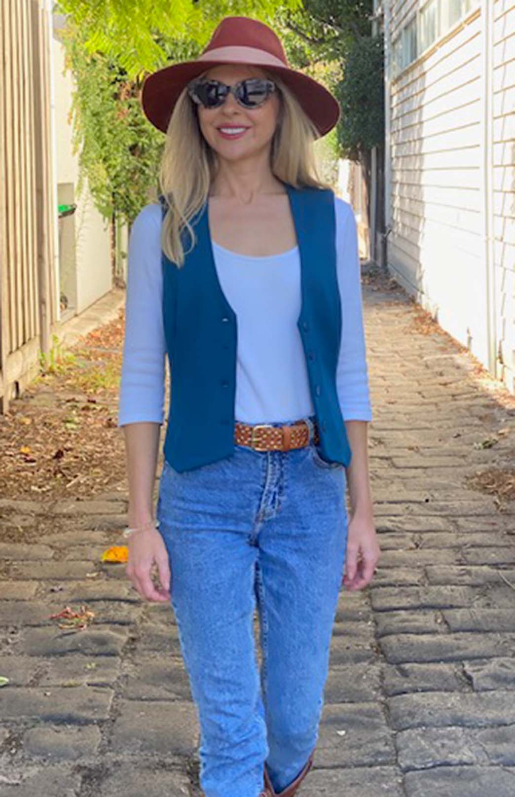 Storm Teal Women's Merino Wool Sleeveless Waistcoat Vest