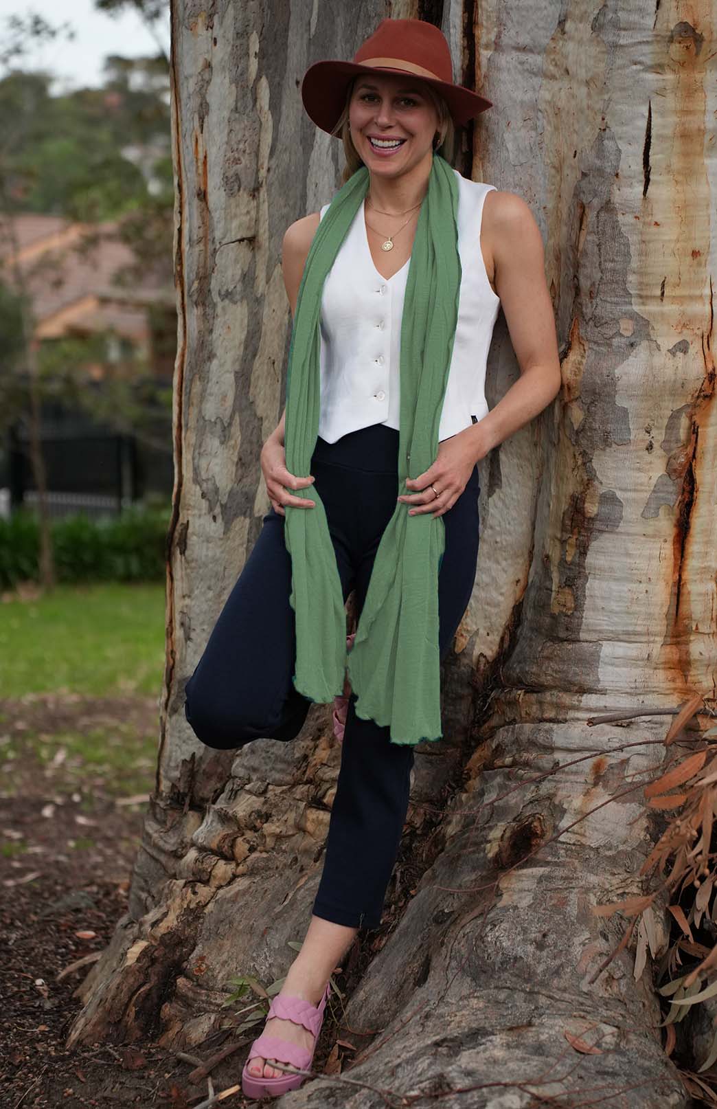 Matcha Green Women's Merino Wool Luxury Scarf