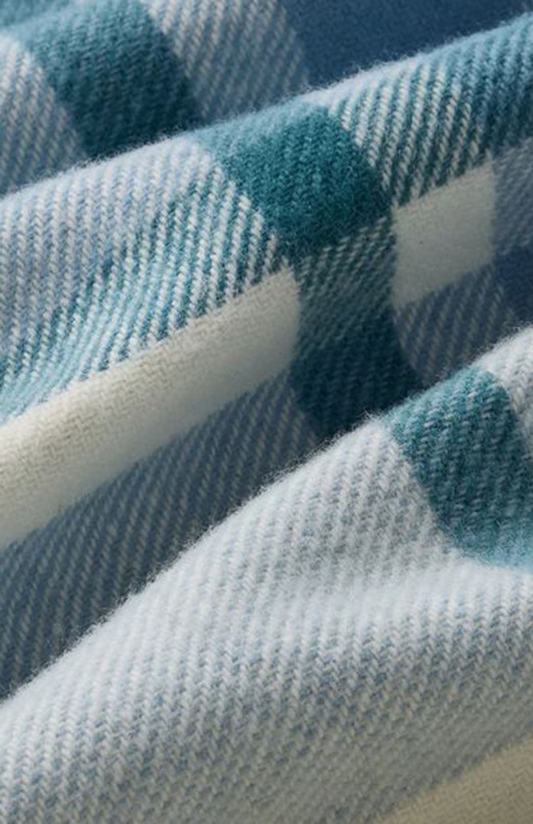 Bay Blue Check Waverley Mills Scarf in Merino Wool 