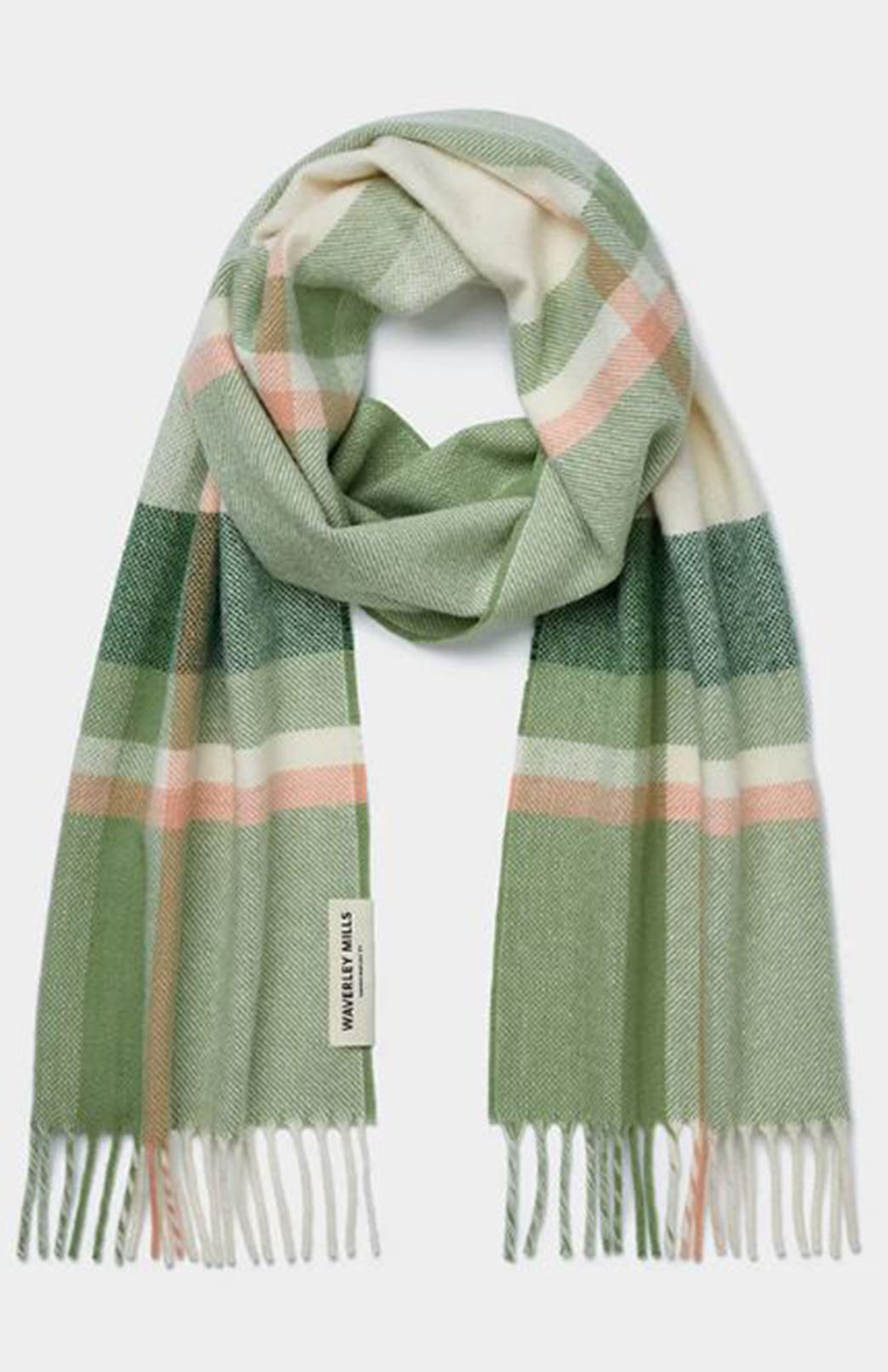 Forest Check Waverley Mills Scarf in Merino Wool 
