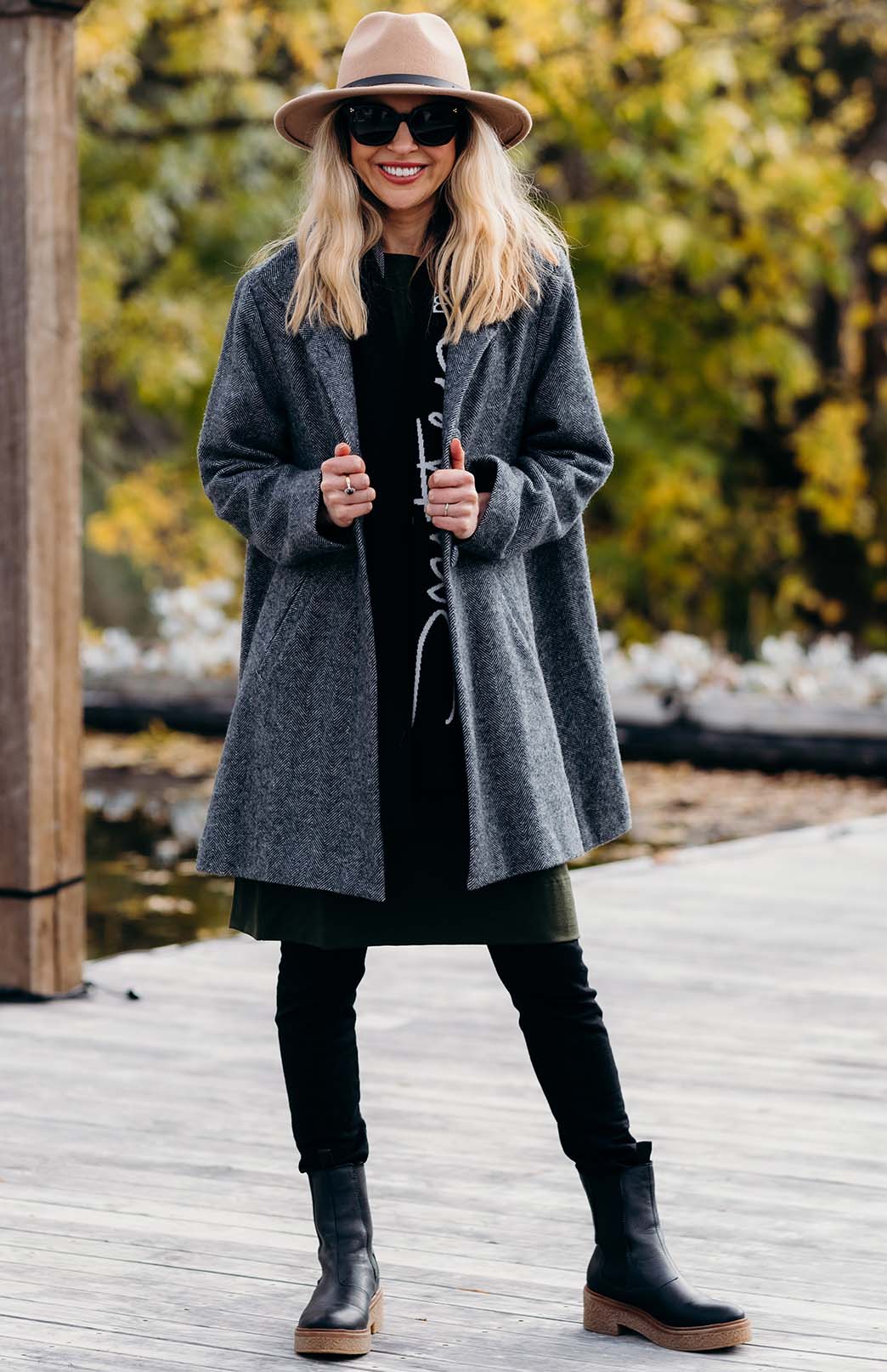 Graphite Herringbone Women's Merino Wool Winter Coat Waverley Woollen Mills