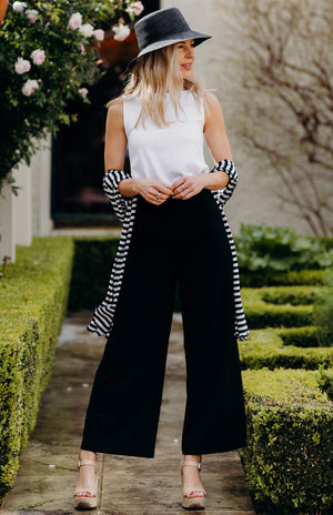 Navy Blue and Ivory Stripe
