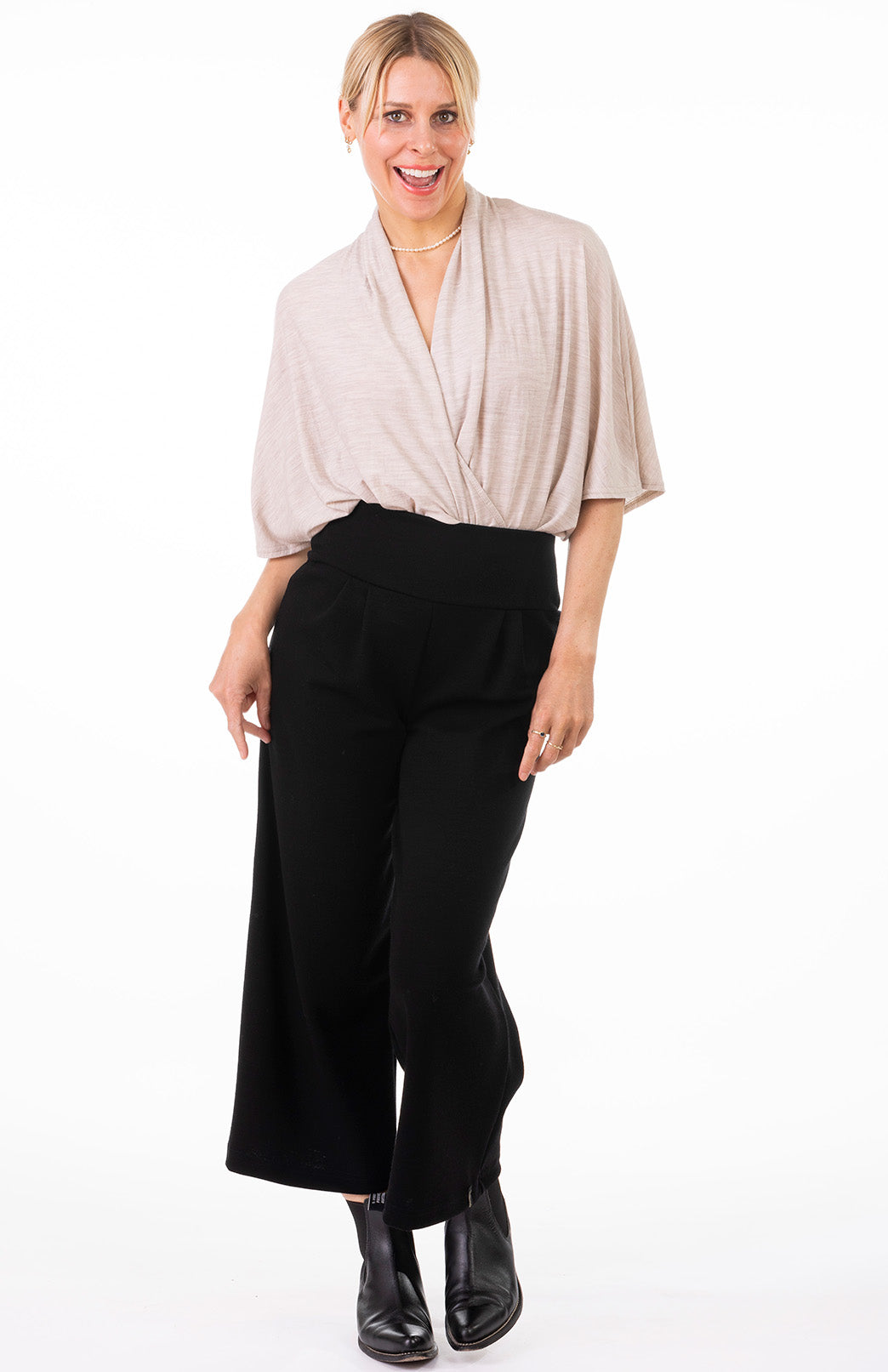 Oatmeal Marl Women's Merino Wool Loose Wrap Cross Over Poncho