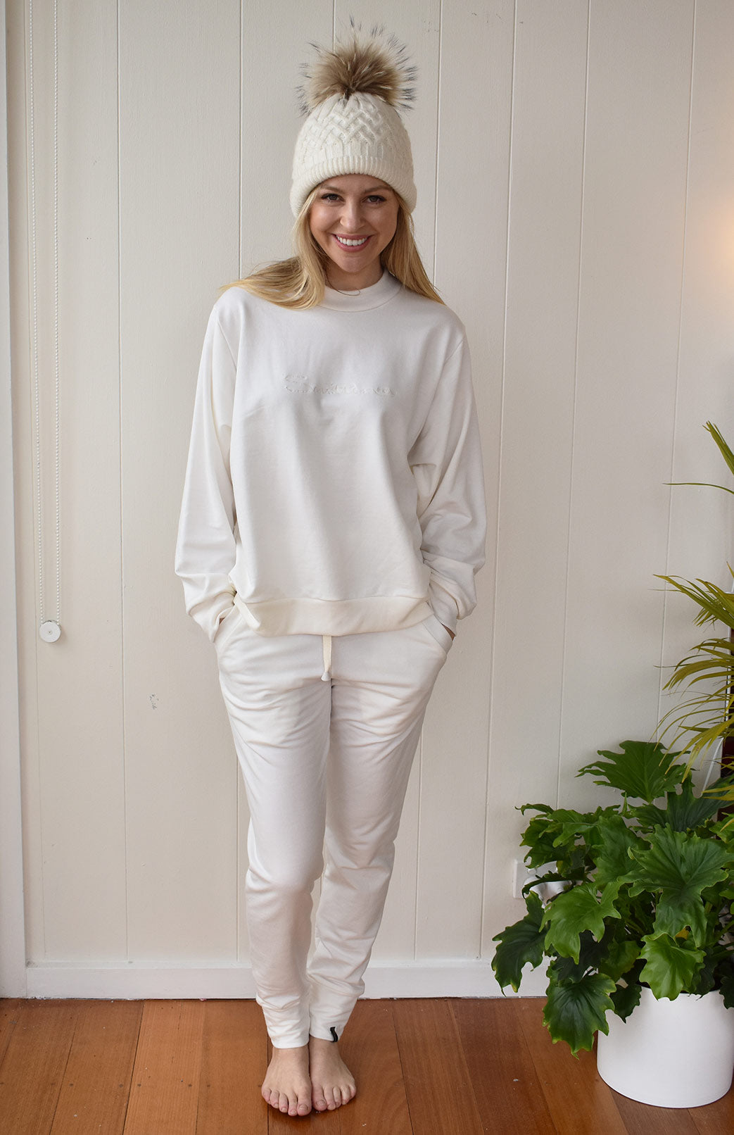 Ivory Women's Merino Wool Fleece Lounge Pants &amp; Yoga Pants 