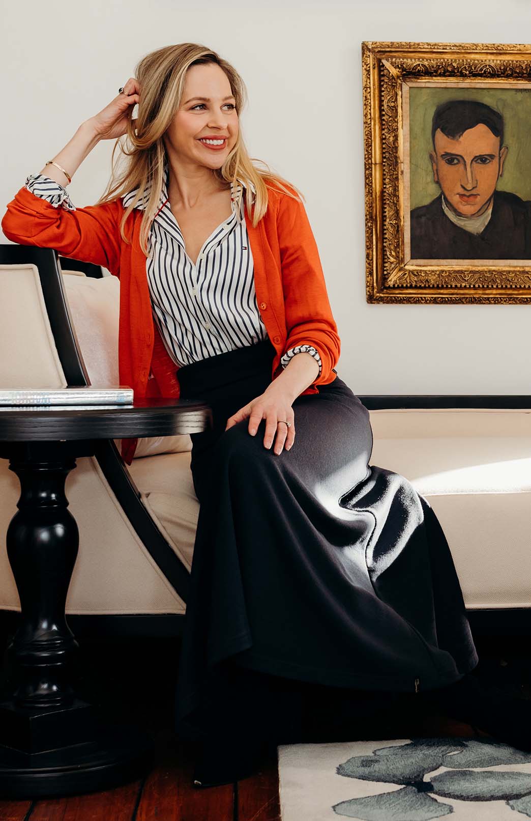 Steel Grey Women's Merino Wool Ponte A-Line Midi Skirt