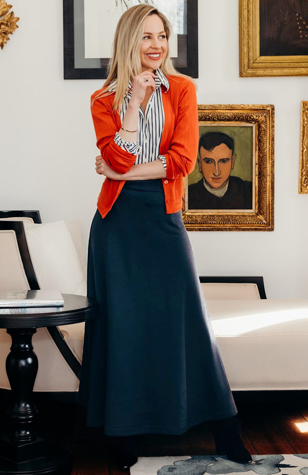 Burnt Orange Women's Cropped Cardigan with Long Sleeves