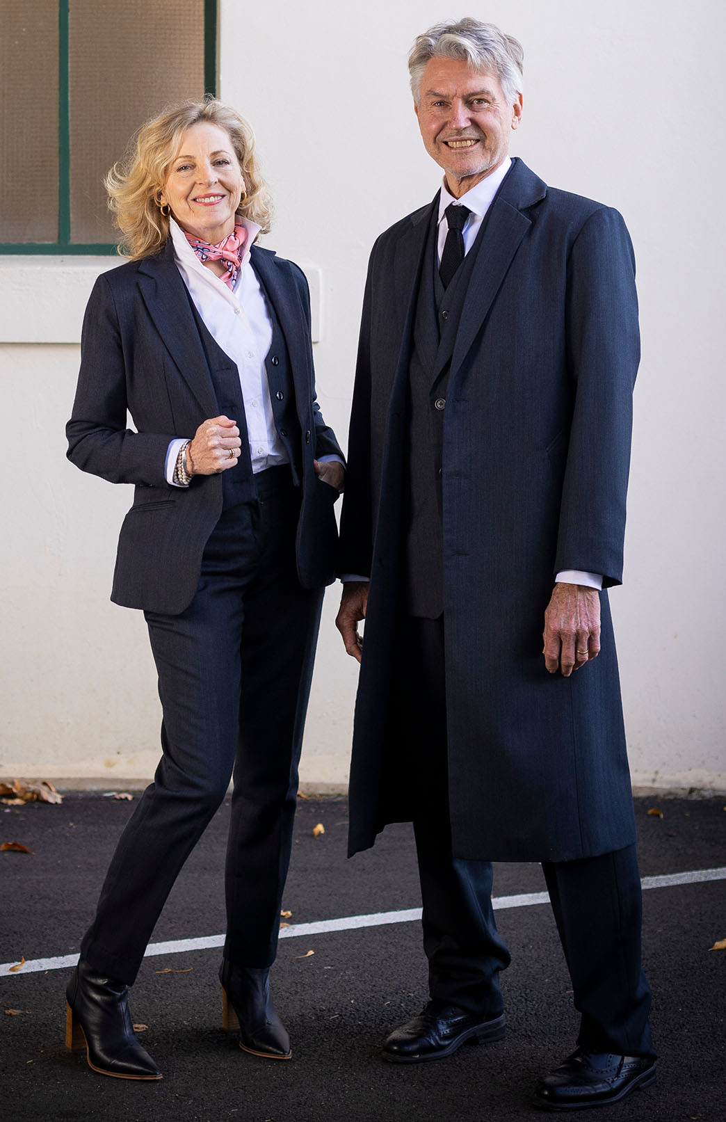 Obsidian Grey Herringbone Men's Superfine Merino Wool Herringbone Trench Coat