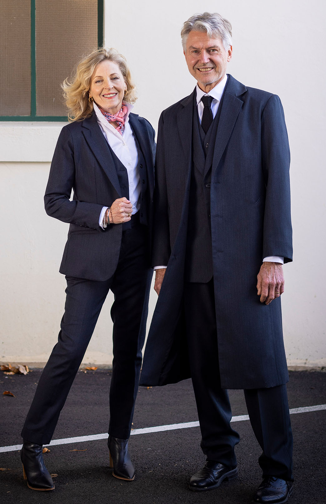 Obsidian Grey Herringbone Men's Superfine Merino Wool Herringbone Trench Coat