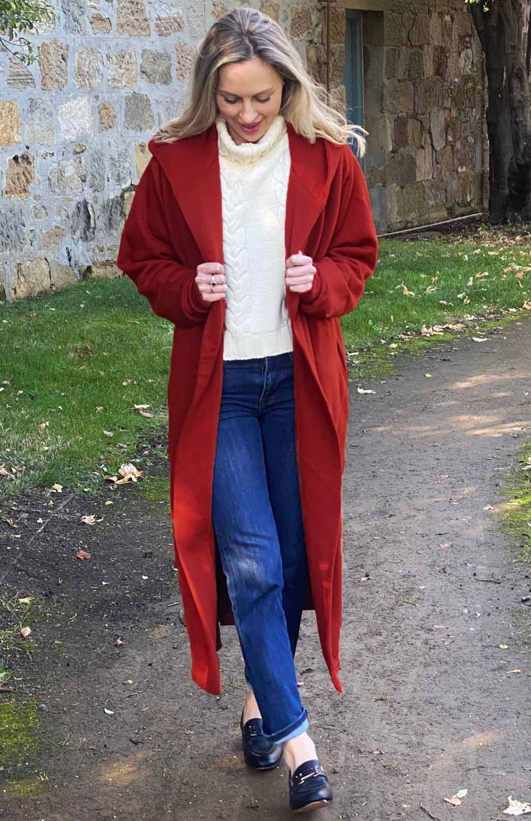 100% Wool Fleece Hooded Coat Women's Merino Wool Fleece Winter Coat 