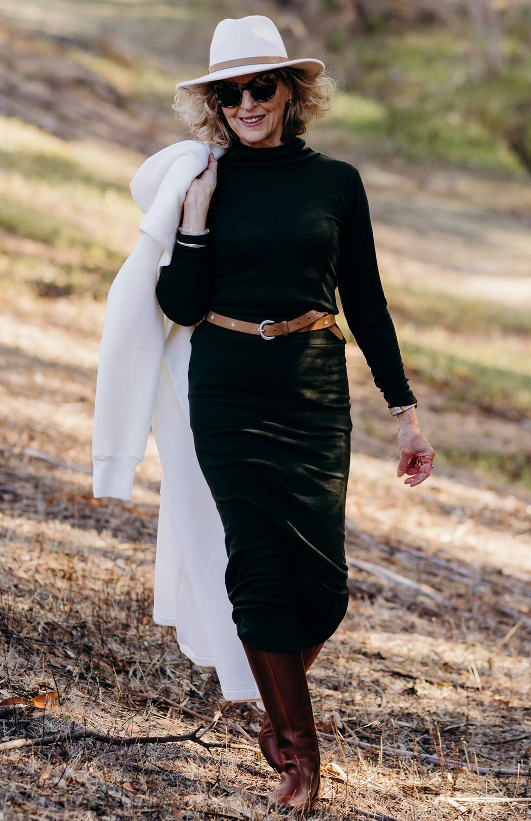 Kale Green Women's Merino Wool Long Tube Skirt