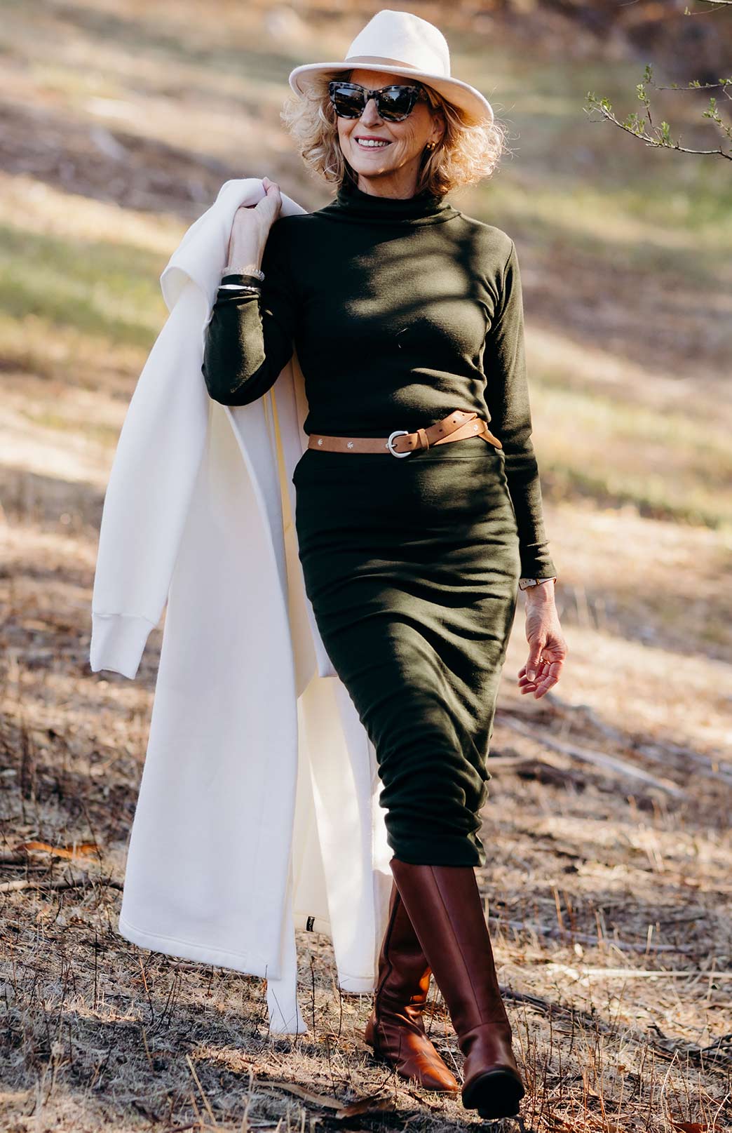 Kale Green Women's Merino Wool Long Tube Skirt