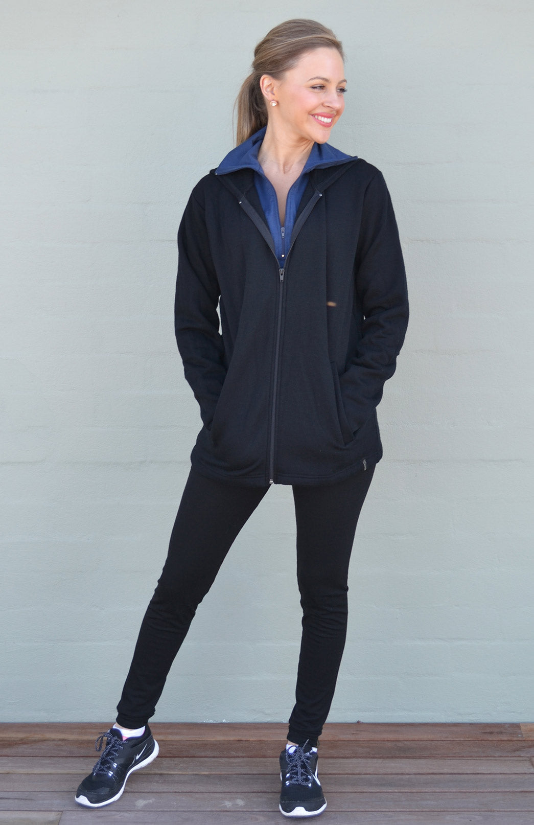 100% Wool Fleece Hoody Jacket Women's Merino Wool Fleece Jacket with Hood