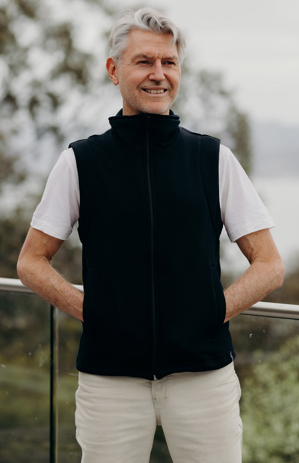 Black Men's Merino Wool Thermal Vest