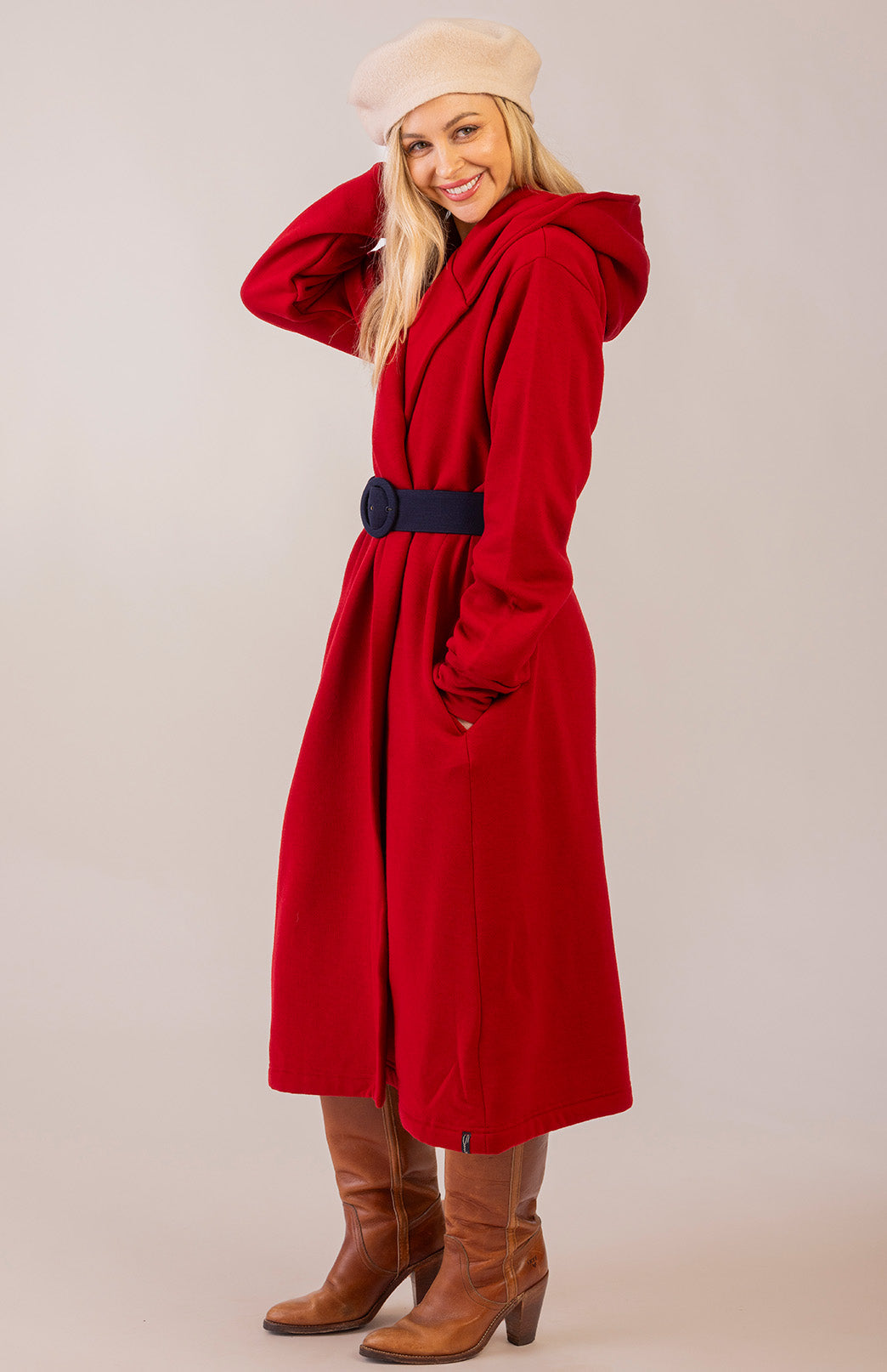 Chilli Red Women's Merino Wool Fleece Winter Coat 