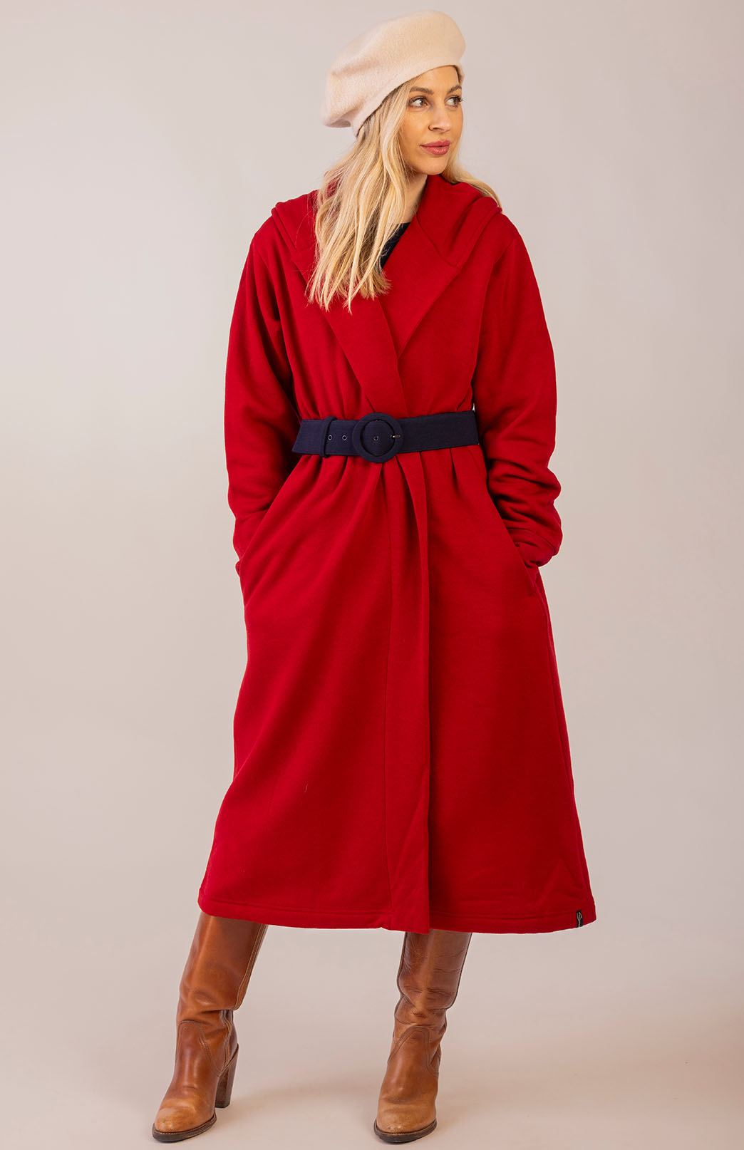 Chilli Red Women's Merino Wool Fleece Winter Coat 