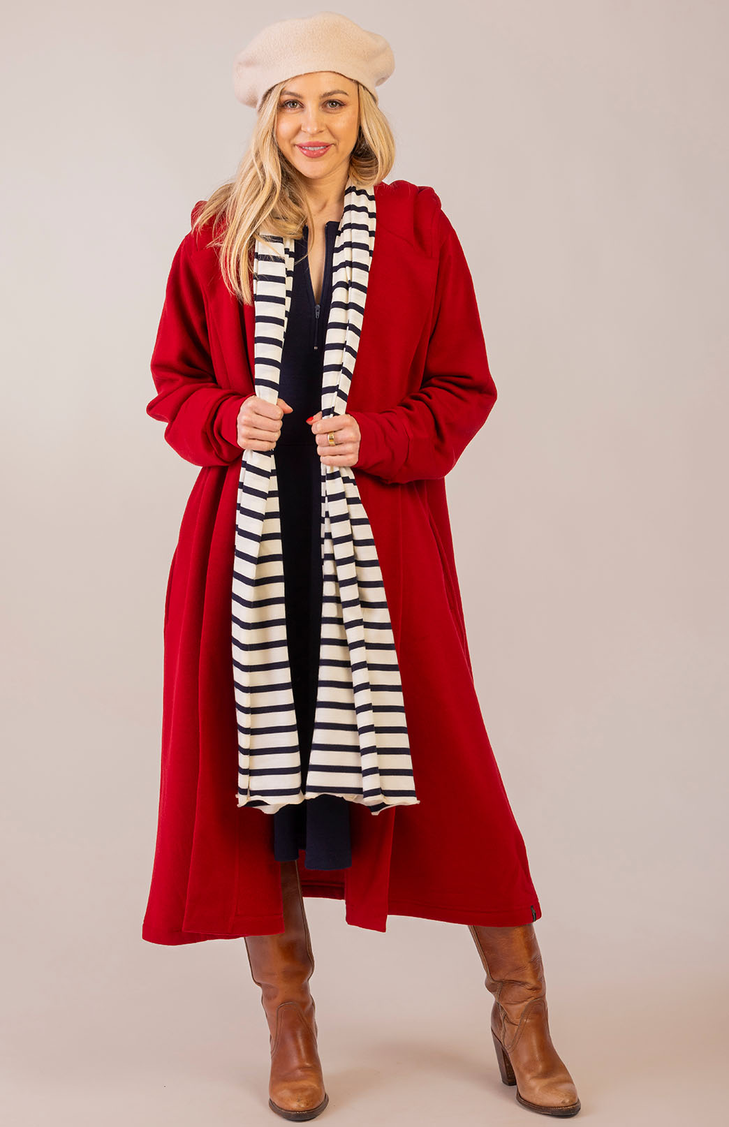 Chilli Red Women's Merino Wool Fleece Winter Coat 