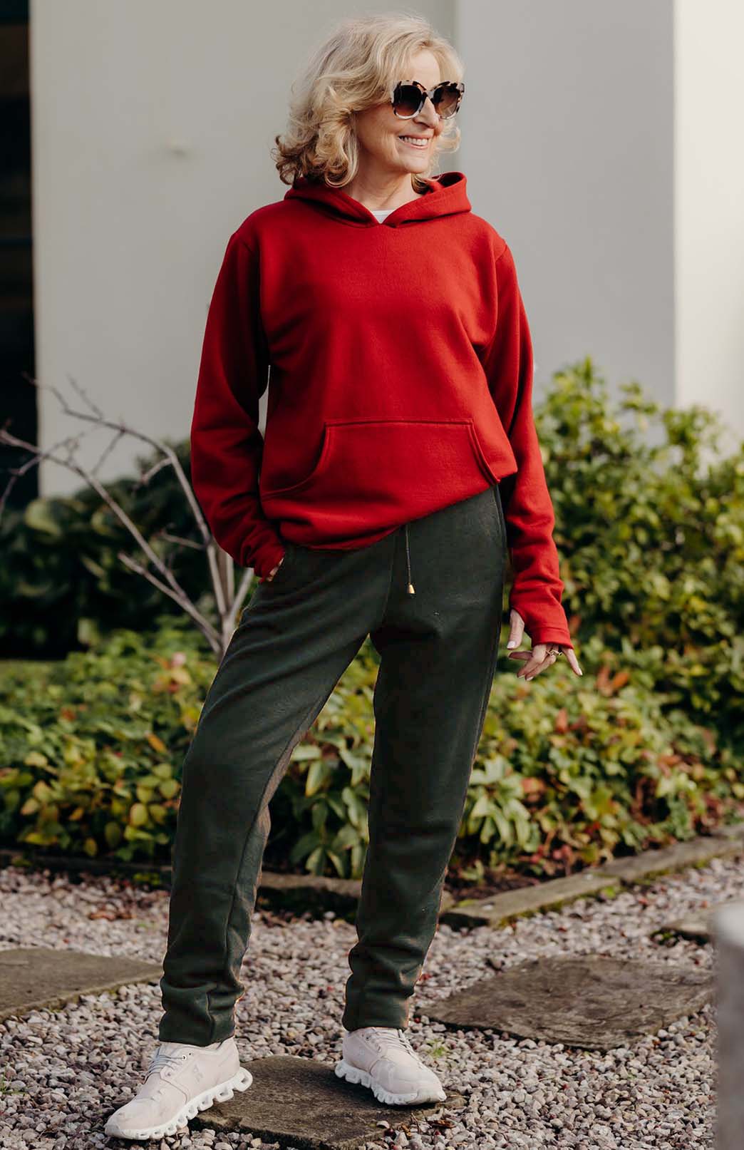 Olive Green Women's Merino Wool Fleece Track Pants