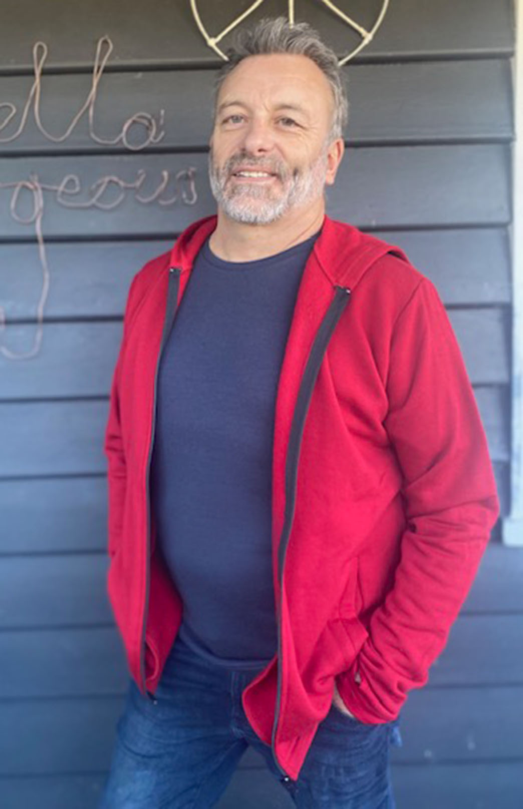 Chilli Red Men's Merino Wool Fleece Jacket with Hood
