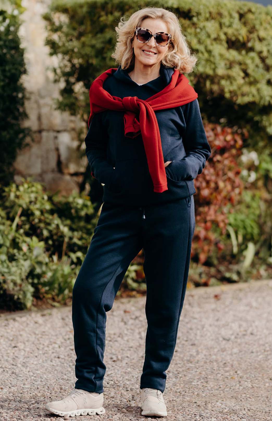 Navy Blue Women's Merino Wool Fleece Track Pants