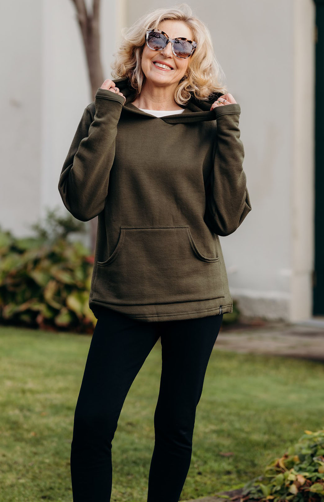 Olive Green Women's Merino Wool Thermal Fleece Hoody