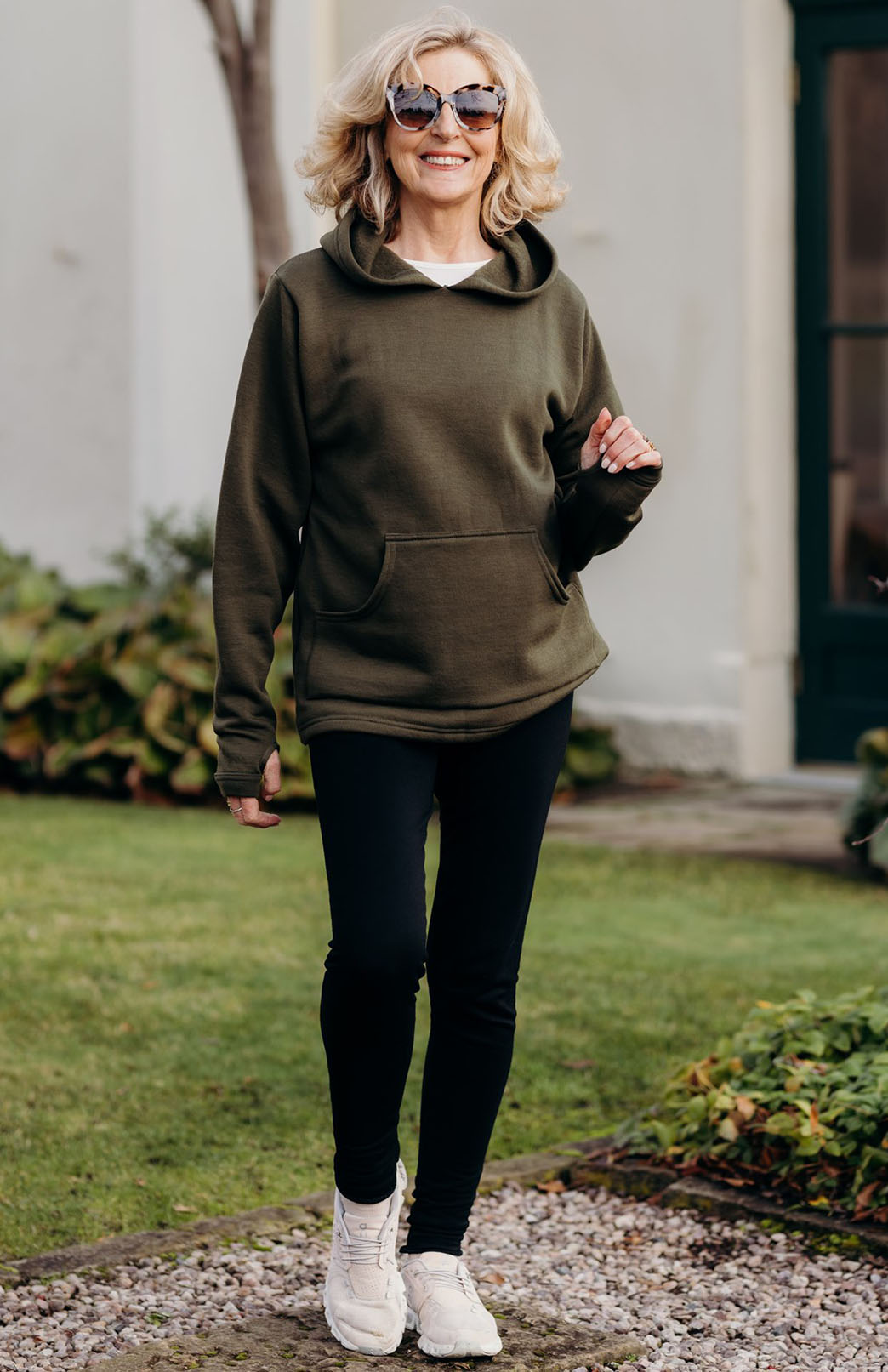 Olive Green Women's Merino Wool Thermal Fleece Hoody