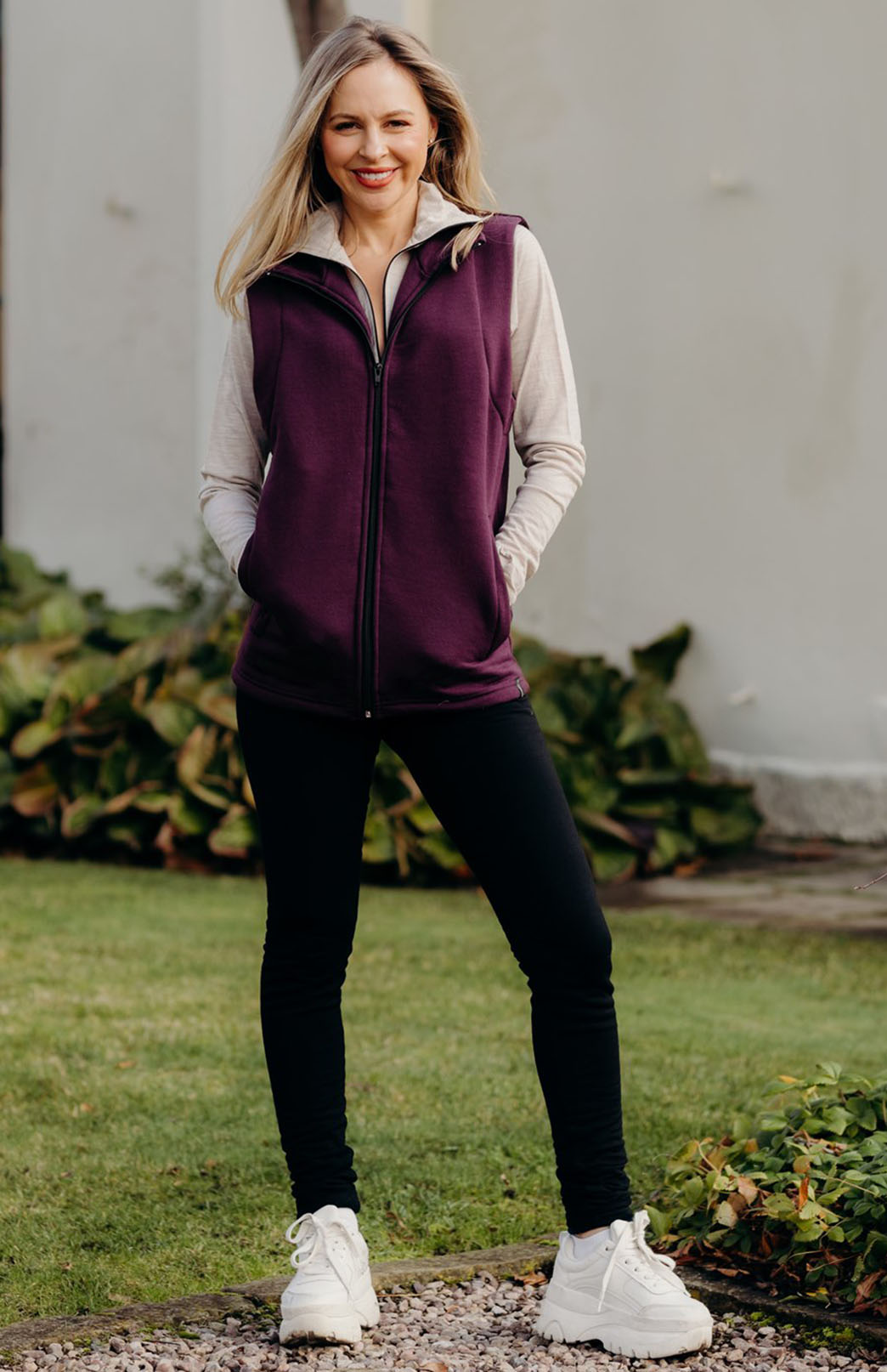 Aubergine Purple Women's Merino Wool Fleece Thermal Vest
