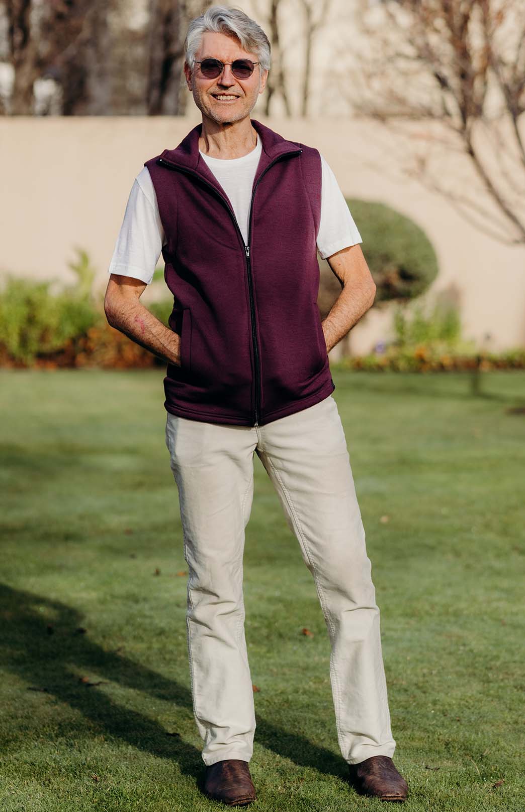 Aubergine Purple Men's Merino Wool Thermal Vest