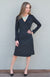 Charcoal Marl Women&#39;s Merino Wool Long Sleeve Wrap Dress
