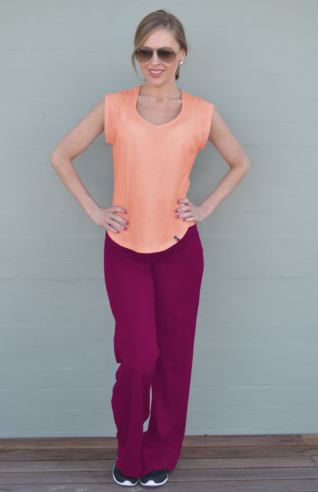 Magenta Women's Merino Wool Fleece Yoga Pants