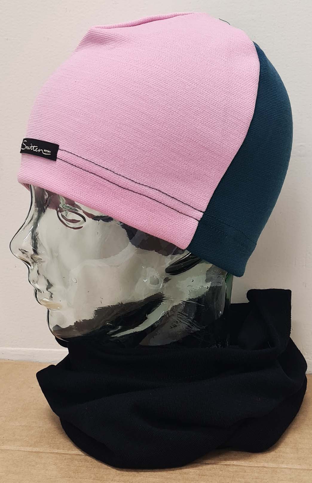 Carnation Pink & Deep Sea Green Unisex Merino Wool Thermal (360g) Beanie