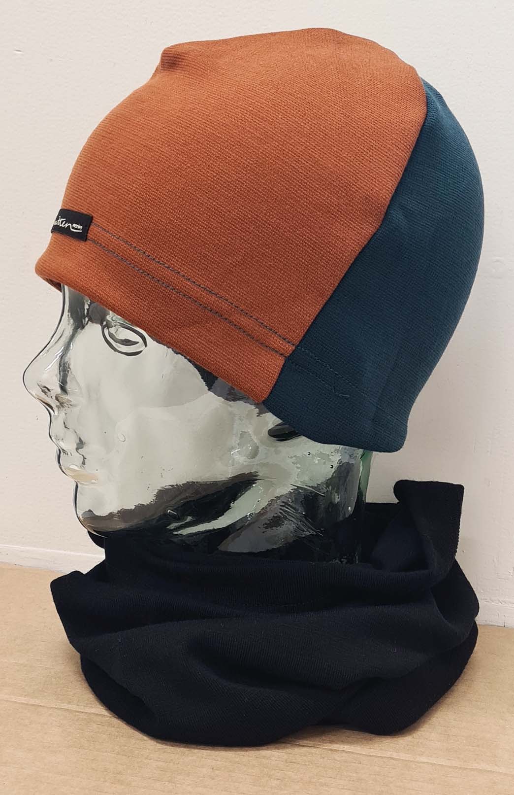 Cinnamon & Deep Sea Green Unisex Merino Wool Thermal (360g) Beanie