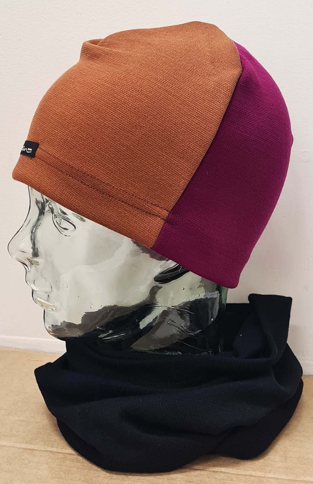 Cinnamon & Magenta Unisex Merino Wool Thermal (360g) Beanie