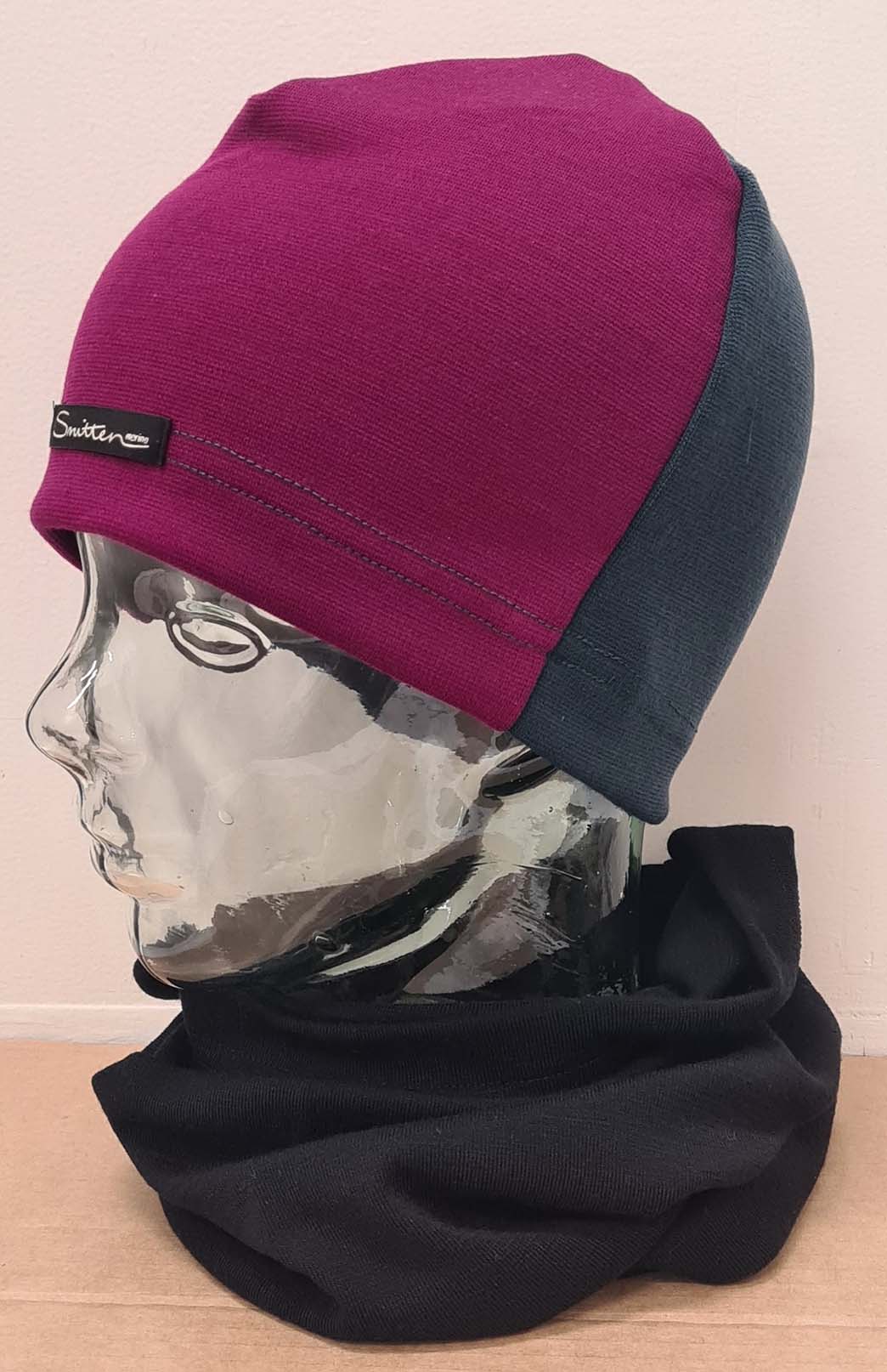 Magenta & Deep Sea Green Unisex Merino Wool Thermal (360g) Beanie