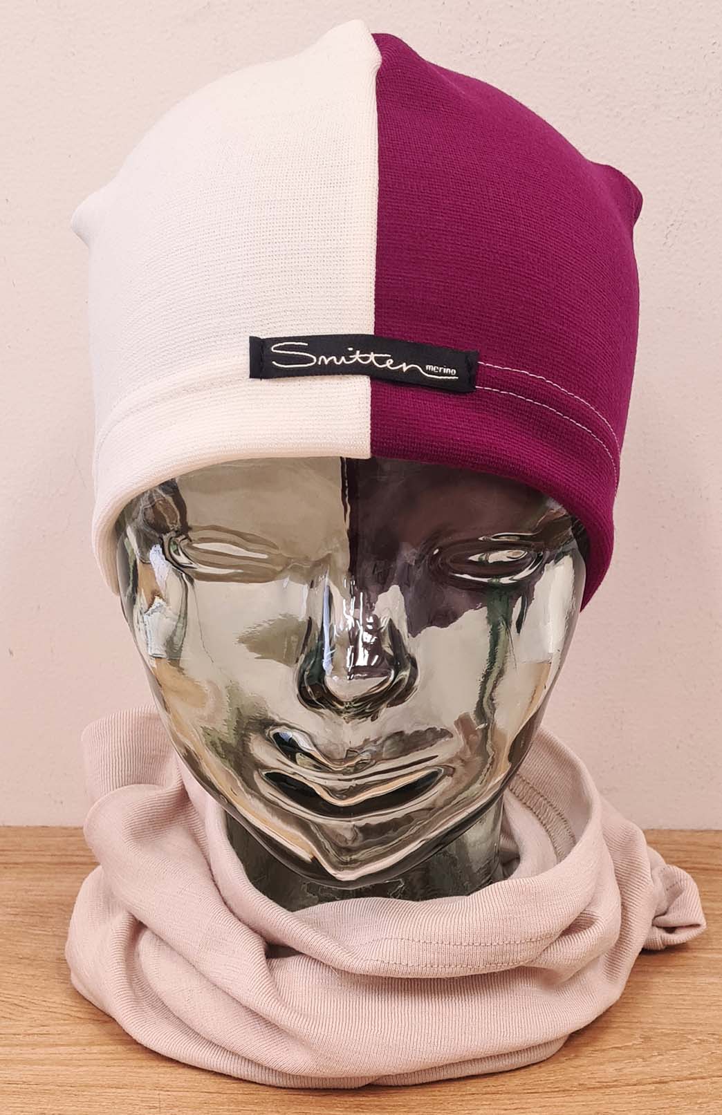 Magenta & Ivory Unisex Merino Wool Thermal (360g) Beanie