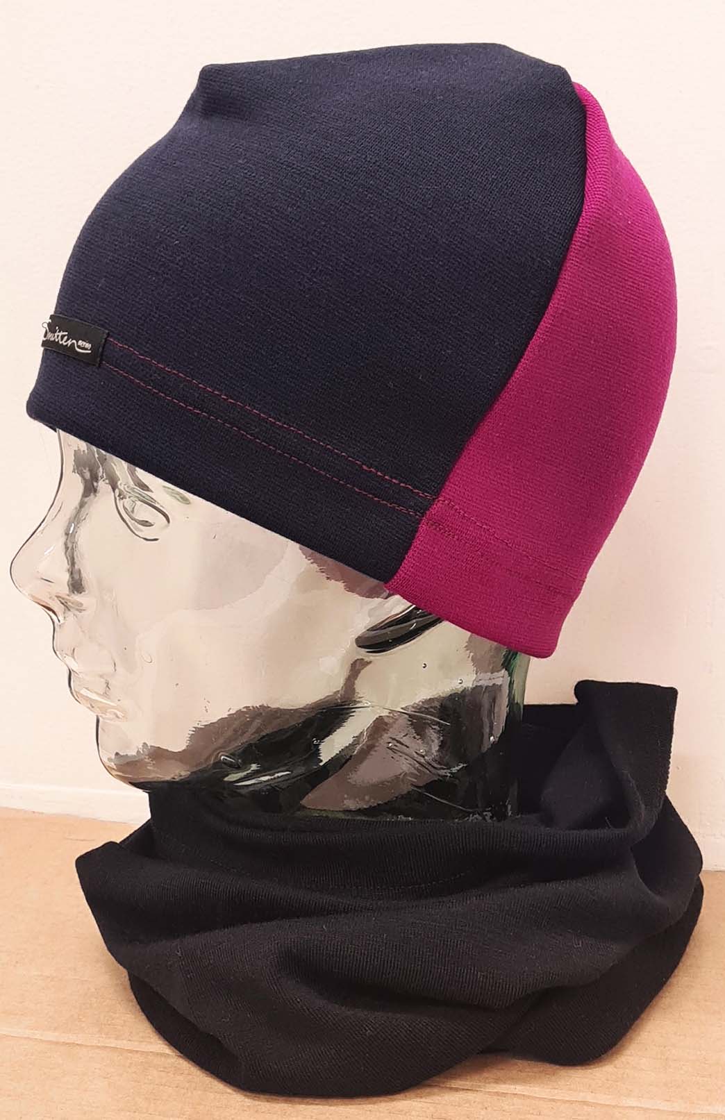 Magenta & Navy Blue Unisex Merino Wool Thermal (360g) Beanie