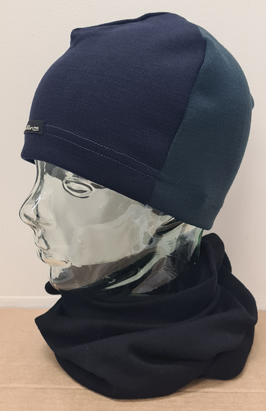 Navy Blue & Deep Sea Green Unisex Merino Wool Thermal (360g) Beanie