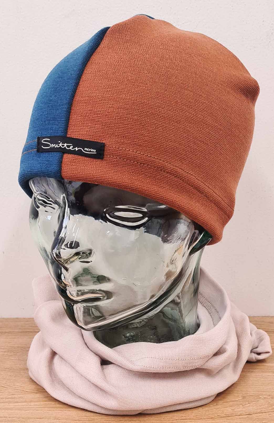 Cinnamon & Storm Teal Unisex Merino Wool Thermal (360g) Beanie