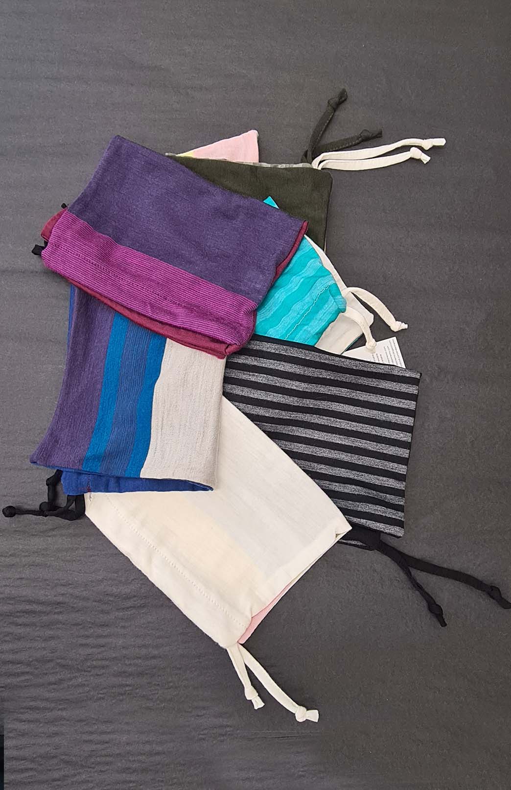 Zero Waste Drawstring Bags Merino Wool Patchwork Zero Waste Drawstring Bags
