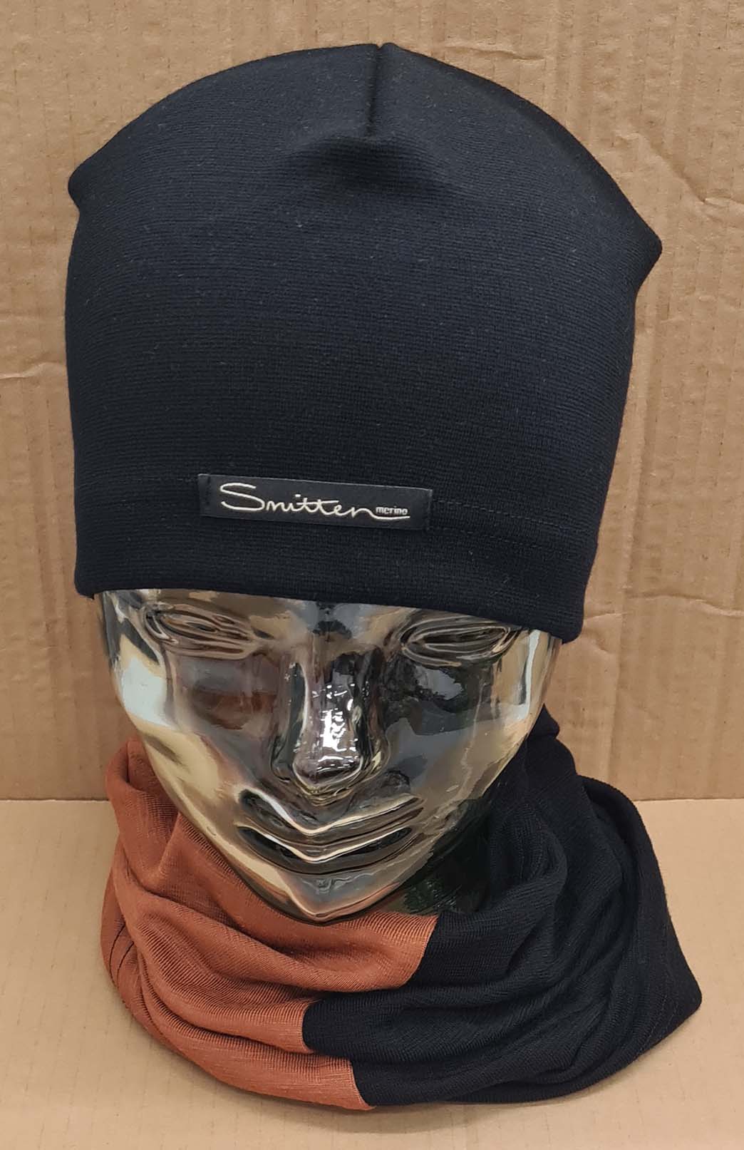 Black & Orange Tones Unisex Merino Wool Thermal Neck Warmer Neck Gaiter