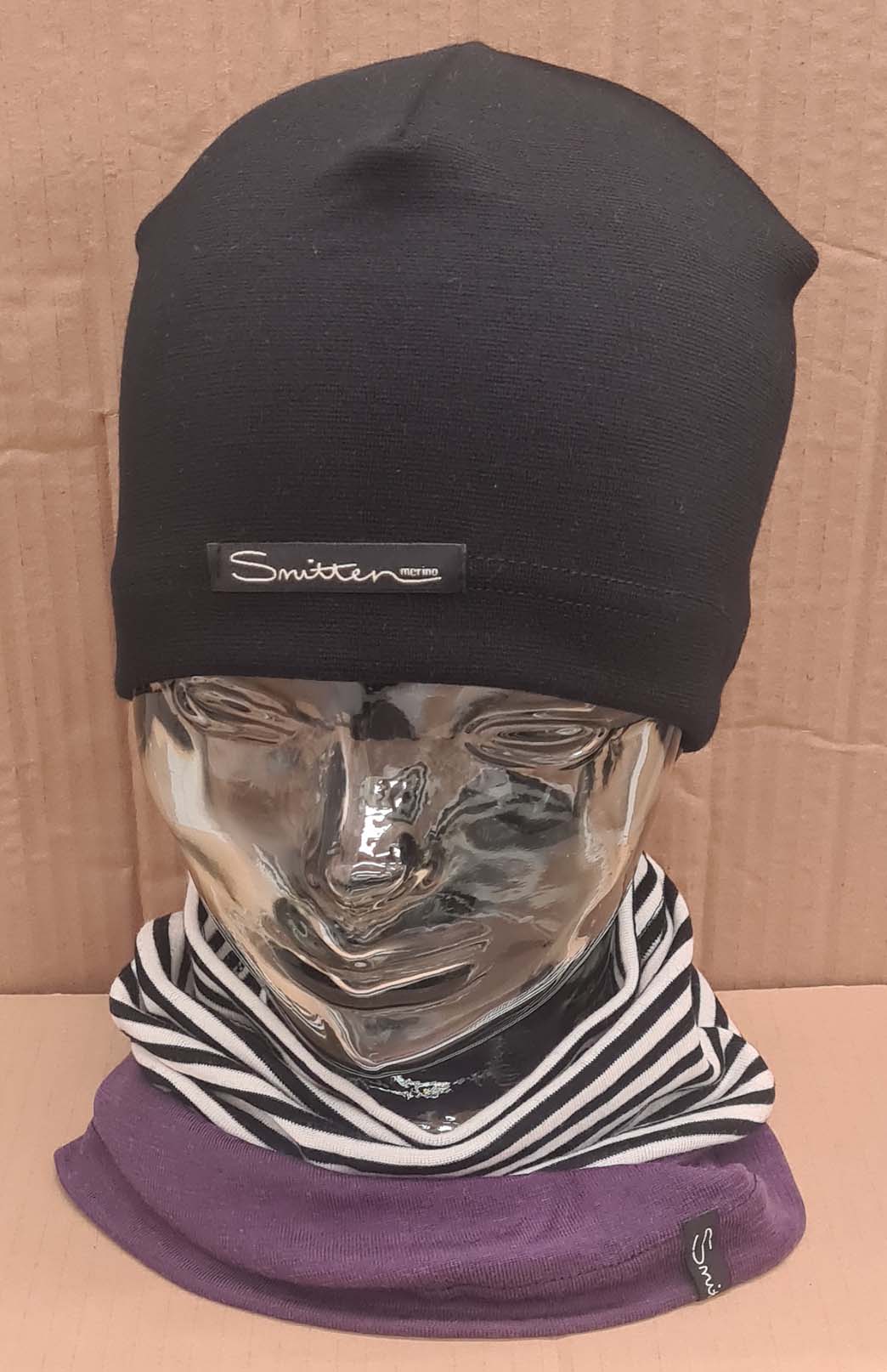 Purple & Stripe Tones Unisex Merino Wool Thermal Neck Warmer Neck Gaiter