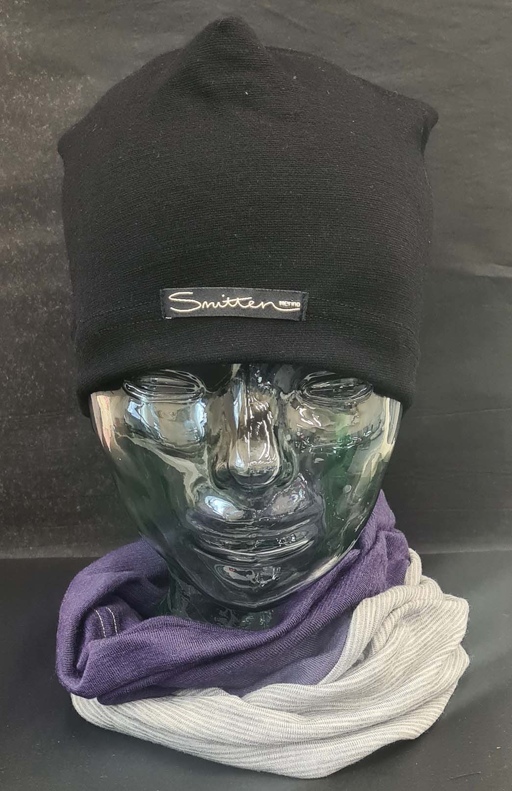 Purple & Stripe Tones Unisex Merino Wool Thermal Neck Warmer Neck Gaiter