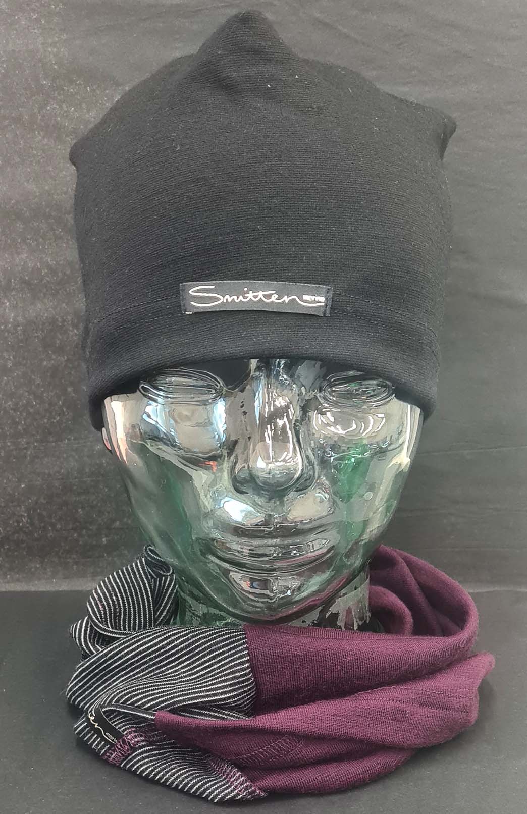 Purple & Stripe Tones Unisex Merino Wool Thermal Neck Warmer Neck Gaiter