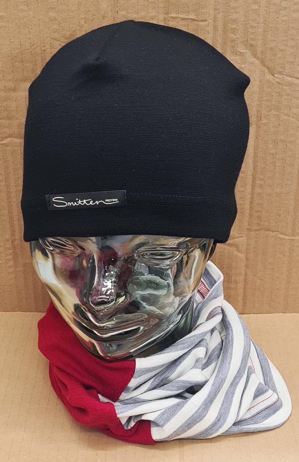 Red & Stripe Tones Unisex Merino Wool Thermal Neck Warmer Neck Gaiter