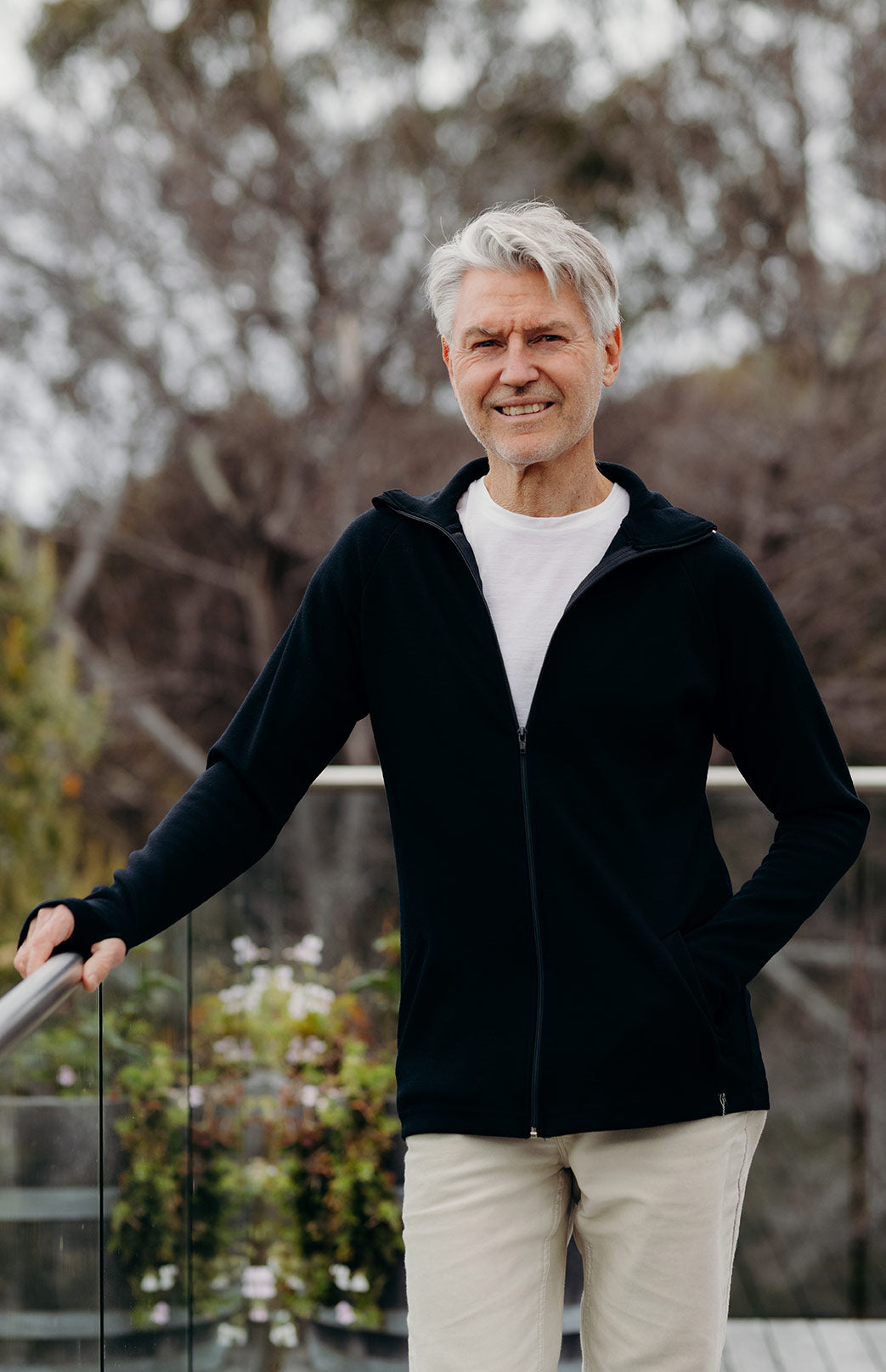 Black Men's Jacket Men's Merino Wool Zip Jacket