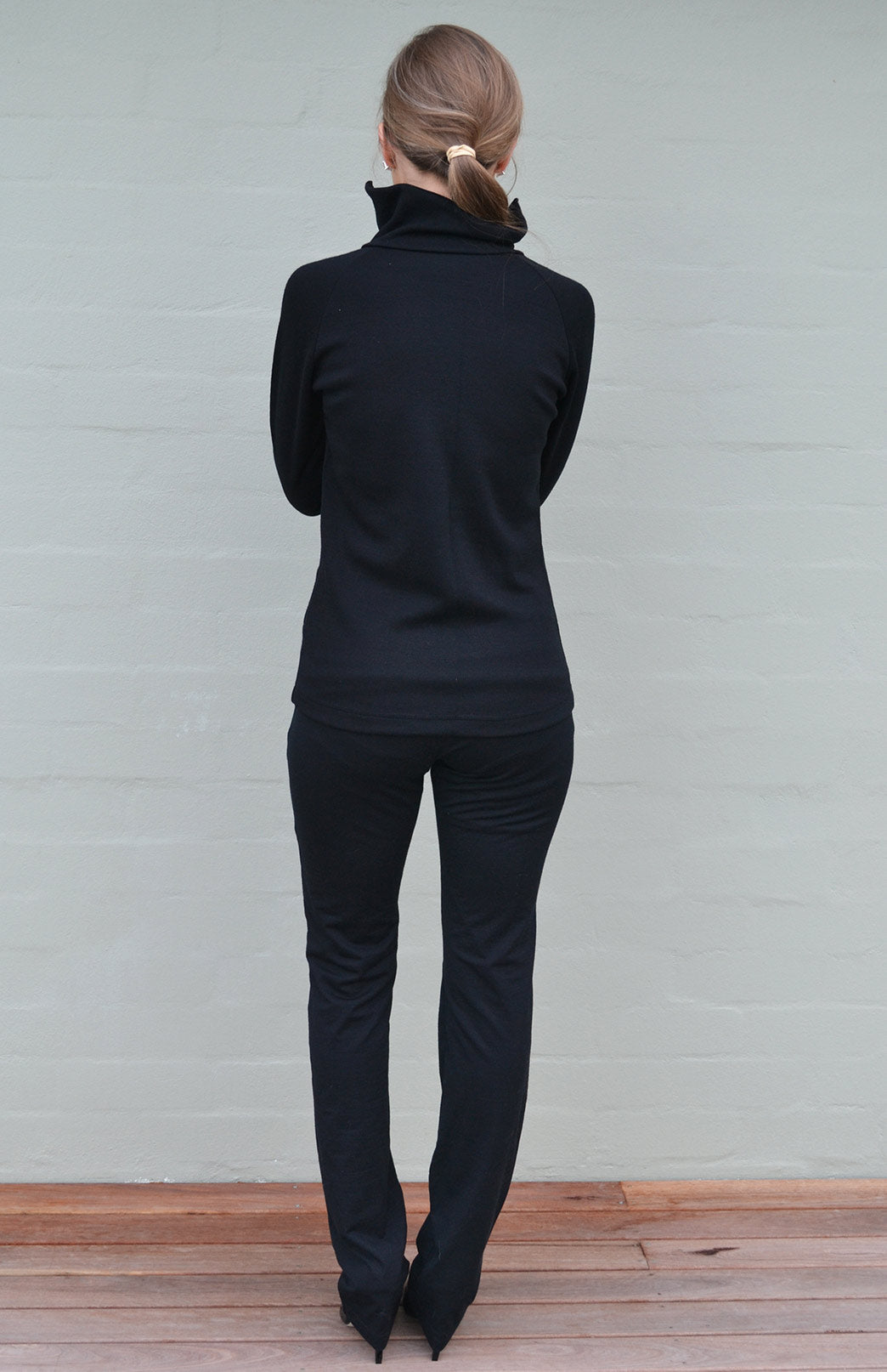 Black Women's Merino Wool Straight Leg Pants (Heavyweight 360g Fabric)