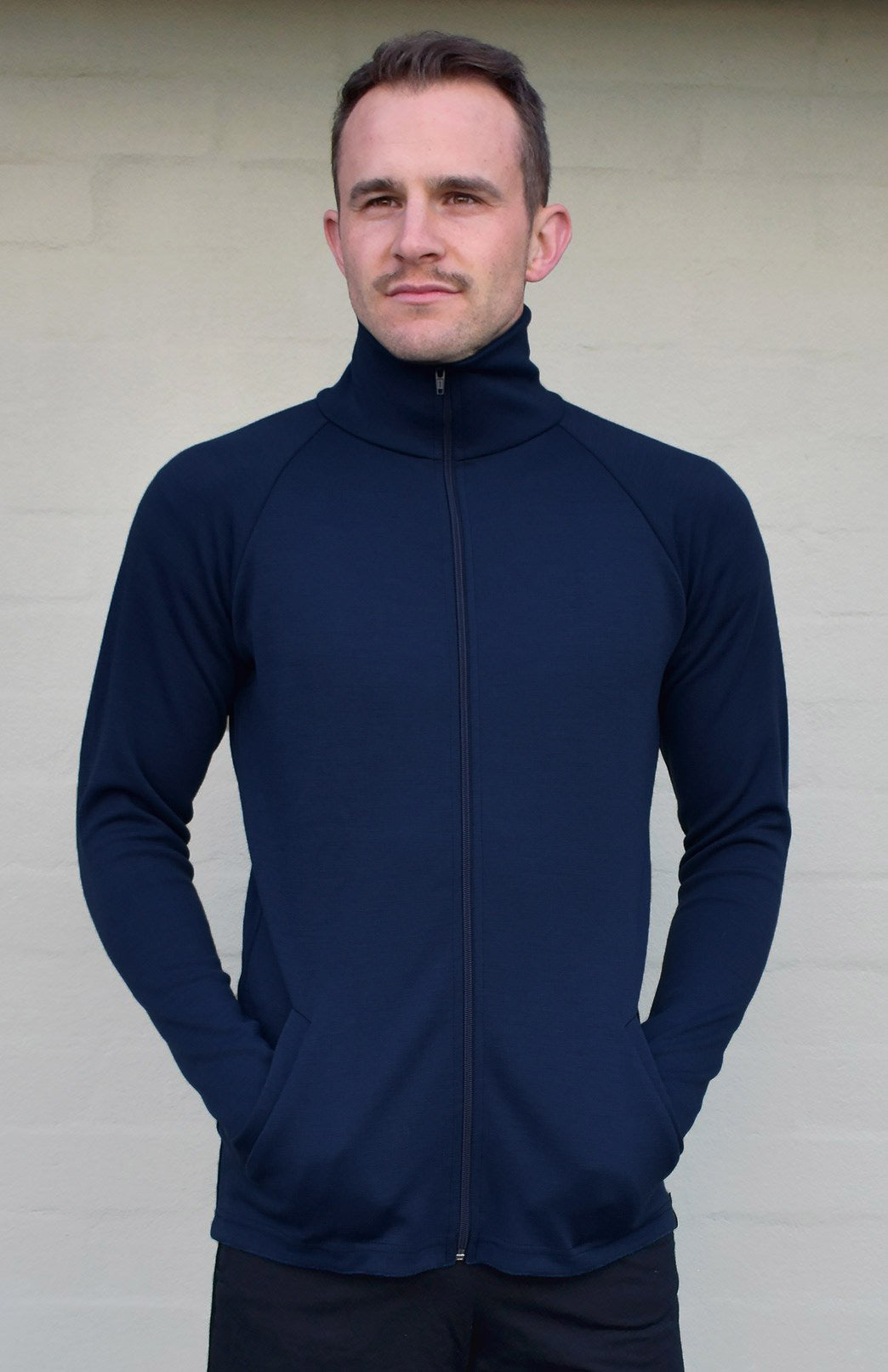 Navy Blue Men's Jacket Men's Merino Wool Zip Jacket