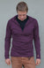 Aubergine Purple Men&#39;s Merino Wool Zip Neck Top

